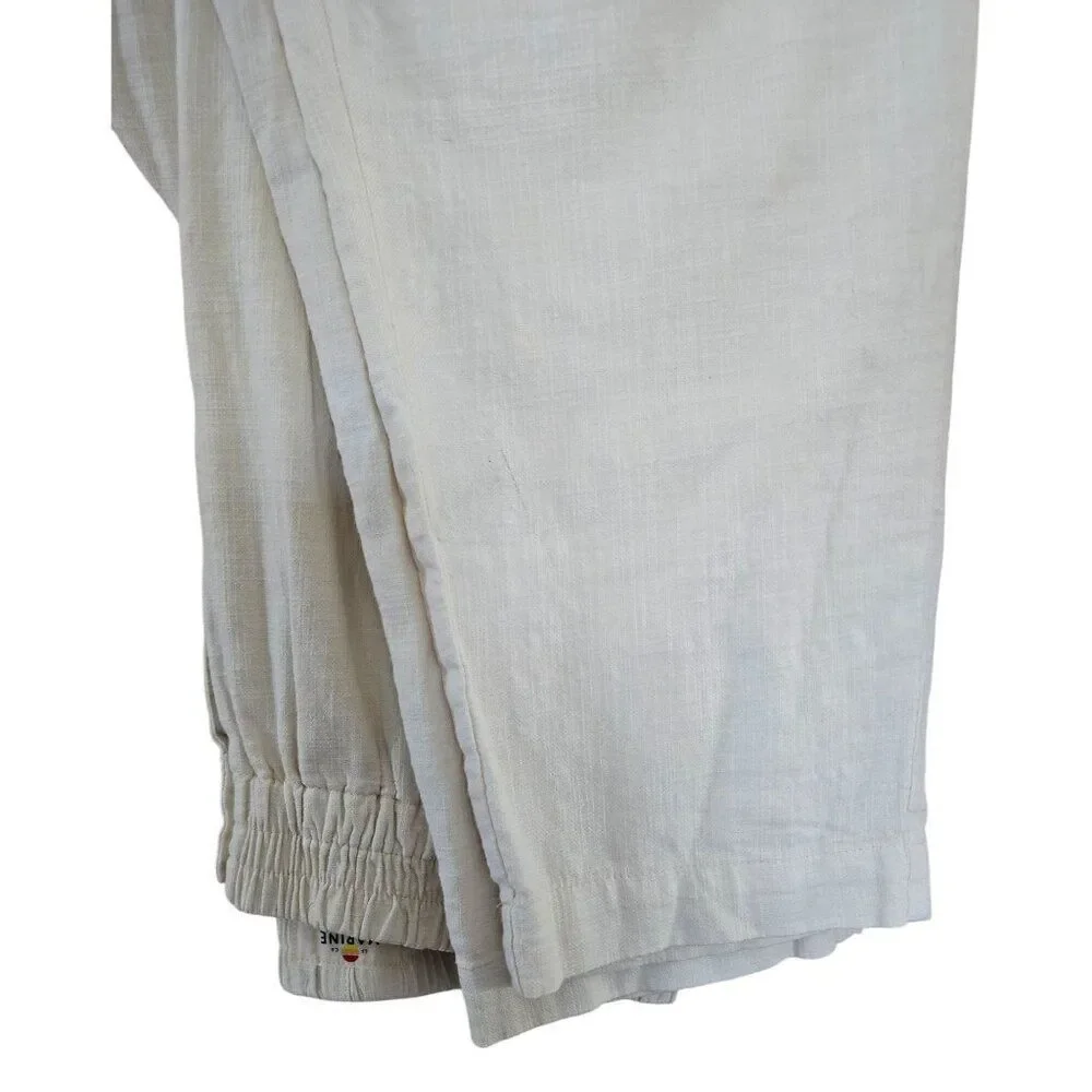 Marine Layer Mens Linen-Blend Elastic Waist Pants Size Small Beige
